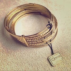 NWT Vintage Coro Gold Stacked Bangle Bracelet Set